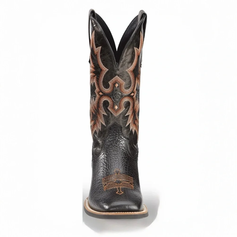 Ariat Boys Square Toe Tombstone Leather Western Cowboy Boots